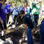 2015.  CHSS students digging the trench with Professor Mark Horton, UoB Archaeologist.