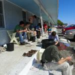 A day of cleaning and cataloguing the finds.  CAS Board Member, Warren McMaster III in foreground.