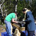 CAS Board Members Scott Dawson and Janet Bigney sifting for finds.