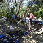 Our wet-sieving trench with CAS Volunteer, Hamish Roberton.