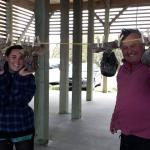 Prof Horton and Rosie Ireland drying the float samples.