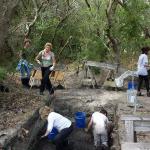 On site at the excavation with Board Member, Janet Bigney in background.