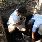 CAS Board Member Scott Dawson digging down the trench with his dad, Dave Dawson, also a CAS Member.