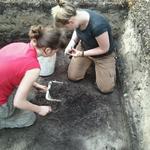 2 UoB students working in the trenches.