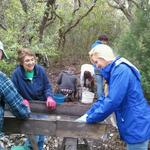 Board Member, Janet Bigney, CAS members, and UoB students digging and sifting.