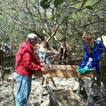 Board Members, Ollie Jarvis and Janet Bigney, sifting for finds.